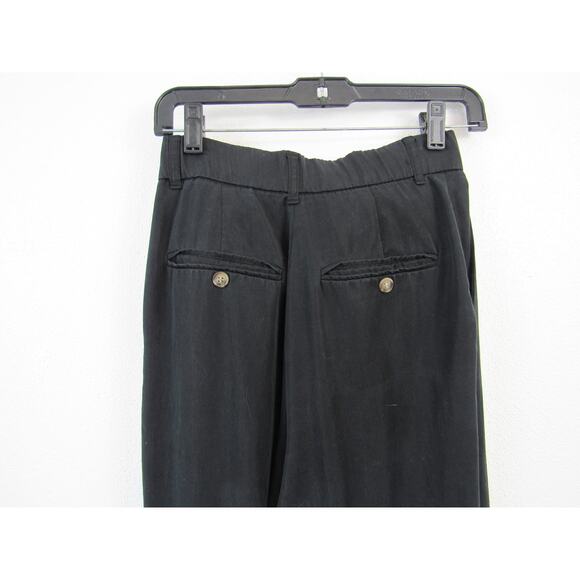 Zara XS Black Trouser Pants Pleated High Rise Wide Leg Comfort - Picture 5 of 6